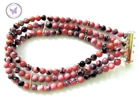 Three Strand Rhodonite Healing Bracelet